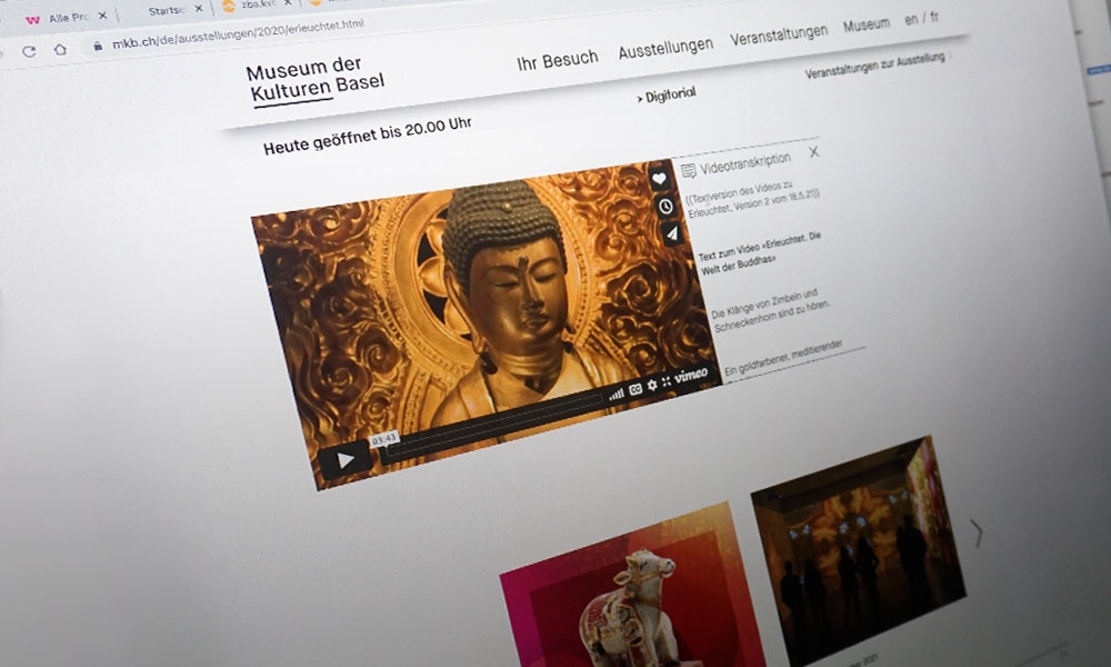 Website mit Video über die Ausstellung Erleuchtet